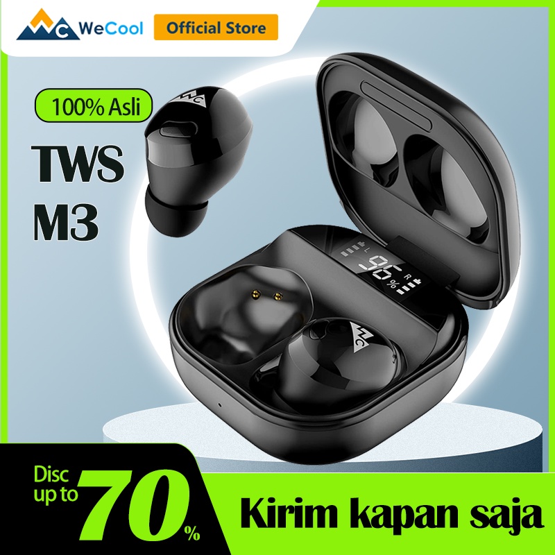 WeCool Moonwalk M3 Earphone Bluetooth in Ear Earbud Nirkabel Sejati dengan Bass Tinggi untuk Pecinta Musik  Earpod Kontrol Sentuh dengan Suara Stereo HD  Baterai 24 Jam Earbud Olahraga Display Digital BT 5.1