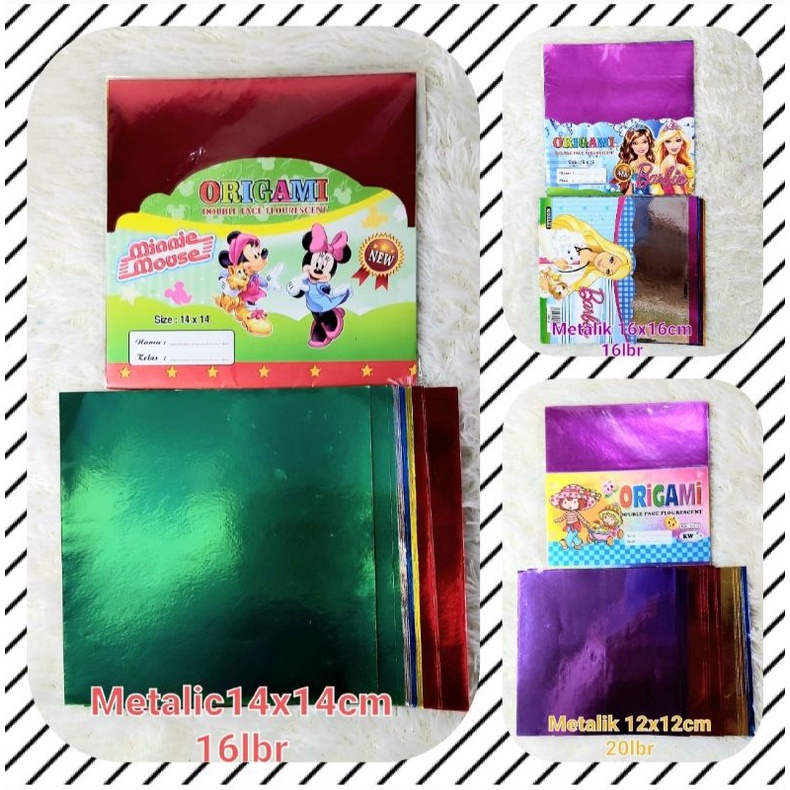 

(2pak)Kertas Lipat/Origami Kilap/Emas/Metalik 12x12/14x14/16×16 1Muka/1Sisi