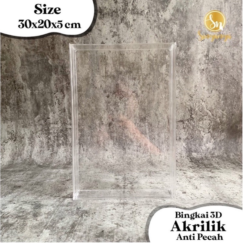 Bingkai 30x20cm Akrilik Sliding | Frame Akrilik 3D Mahar