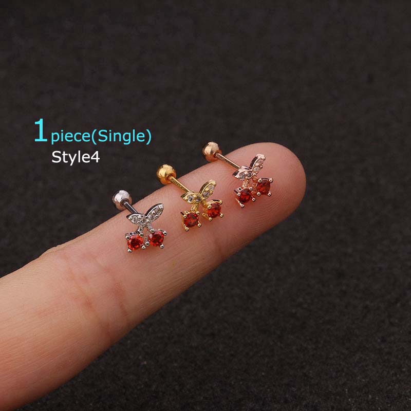 1piece Earrings Cartilage Tragus Piercing Ear Helix Auricle Pinna Stud Stainless Steel 20G