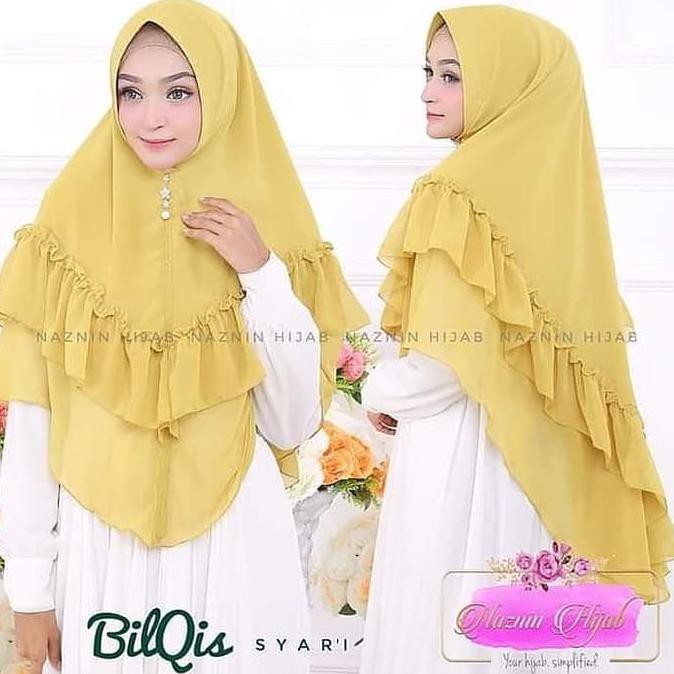 Dijual Jilbab Hijab Khimar Polos Pesta Original Bilqis Syar'I By Naznin Berkualitas