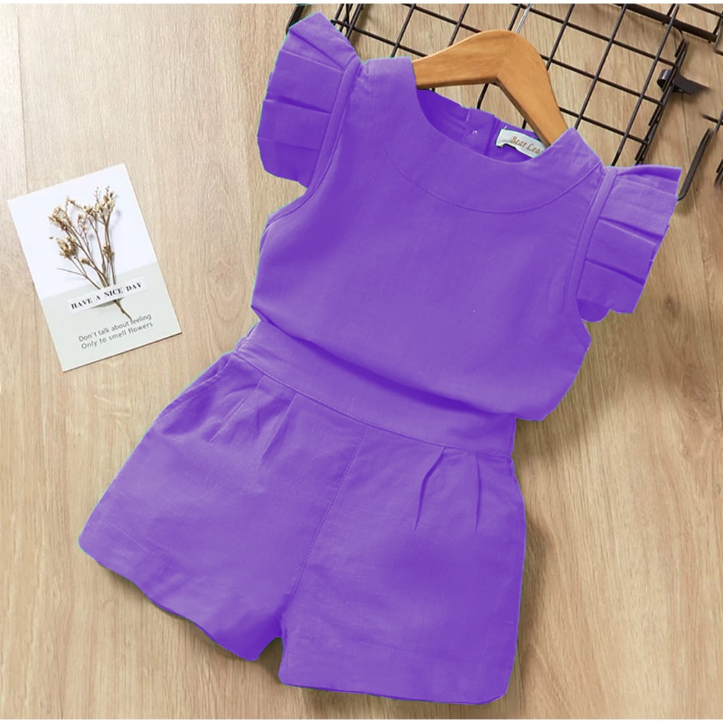 Setelan anak perempuan Baju anak perempuan monoea set rempel anak perempuan