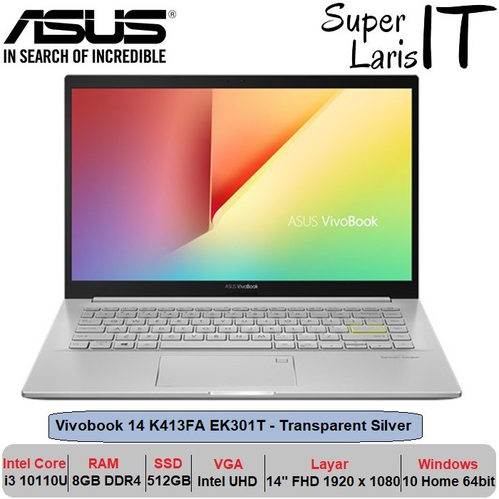 Laptop Asus Vivobook 14 K413FA Intel i3 10110U|8GB|512GB