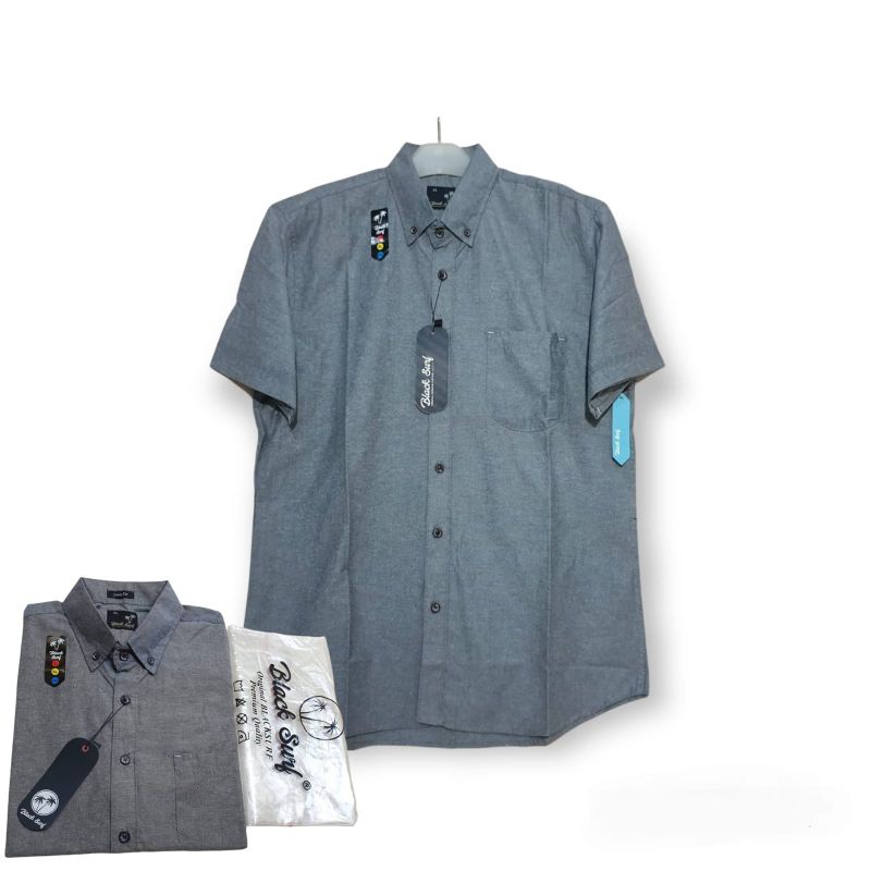 kemeja pria slim fit lengan pendek