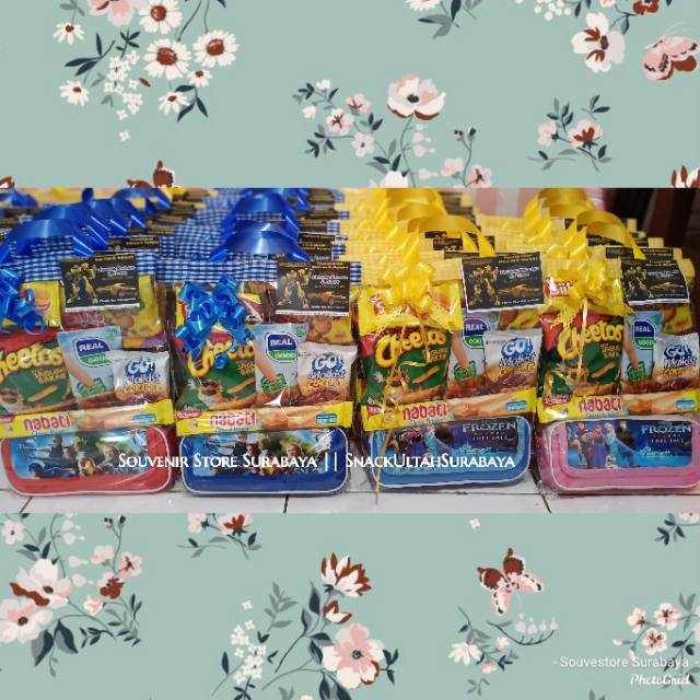 Souveni Ulang Tahun Anak / Paket Ultah / Souvenir Tepak Pensil / Souvenir Snack Surabaya / Bingkisan