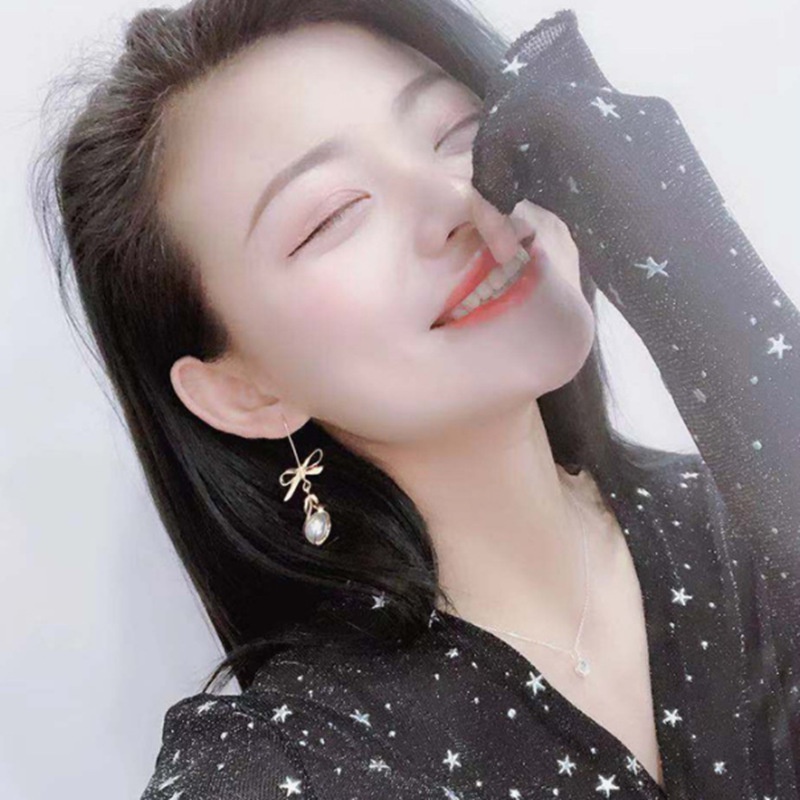 Anting Panjang Medium Hias Liontin Rumbai Opal Gaya Jepang Dan Korea Untuk Wanita