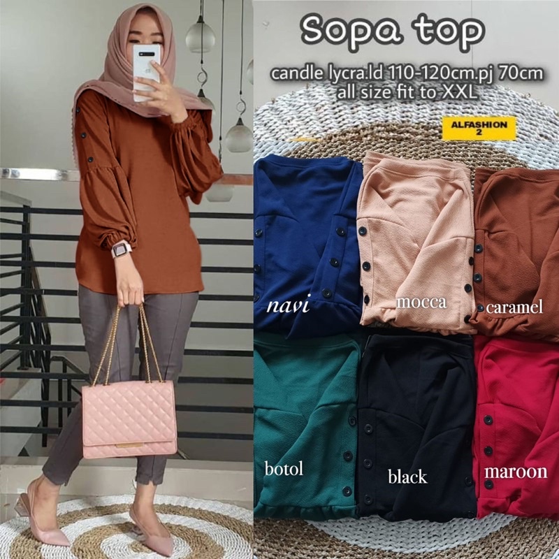 Sopa Top LD110+ - Blouse Atasan Tangan Balon Jumbo Oversize Bigsize / R.5 - 322-6532