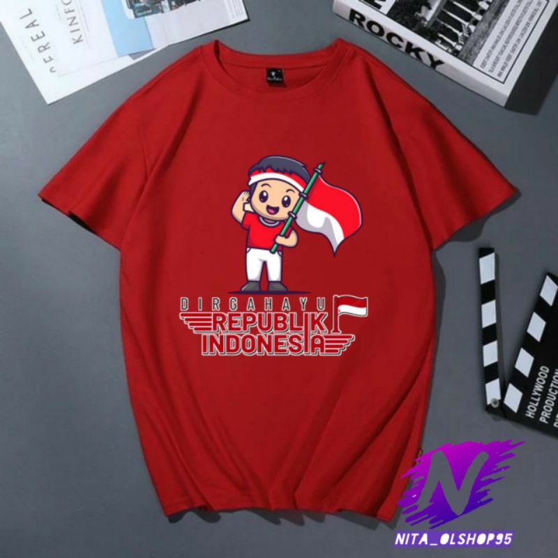 kaos anak dirgahayu Indonesia baju anak 17san animasi 17 agustusan