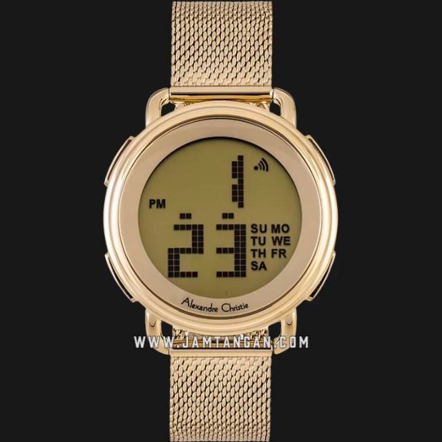 Alexandre Christie AC 9227 LH BGPIV Unisex Digital Dial Gold Mesh Strap