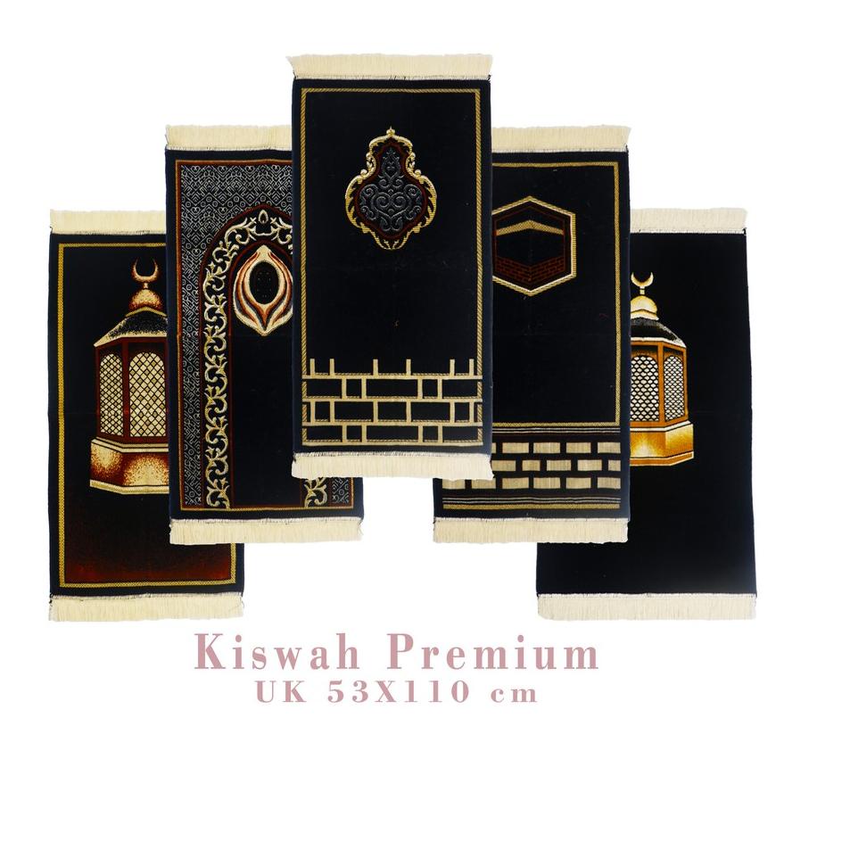 Ready stock SAJADAH TURKI HITAM KISWAH PREMIUM UKURAN SEDANG ❥➯ ➲