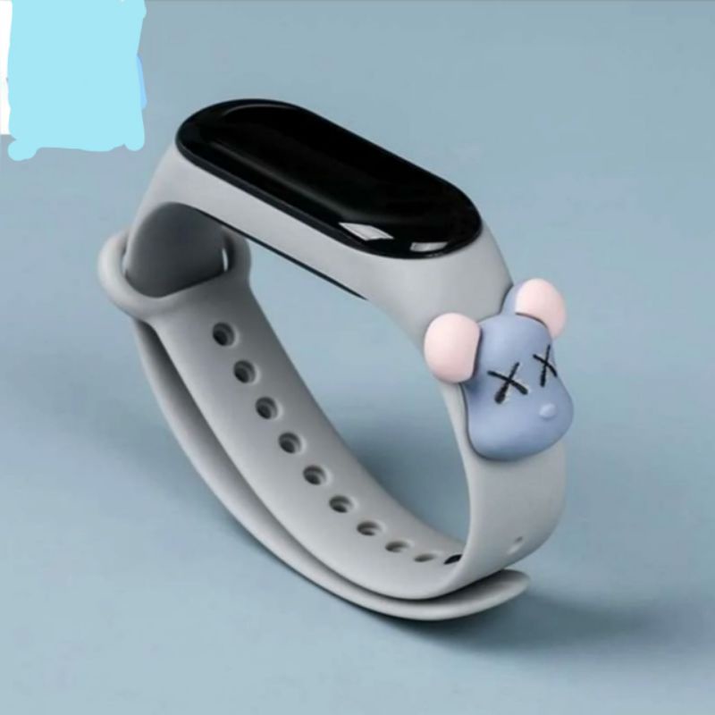 Jam tangan anak Elektronik LED display Tahan Air karakter motif kartun lucu  bahan rubber-Grey Puppy