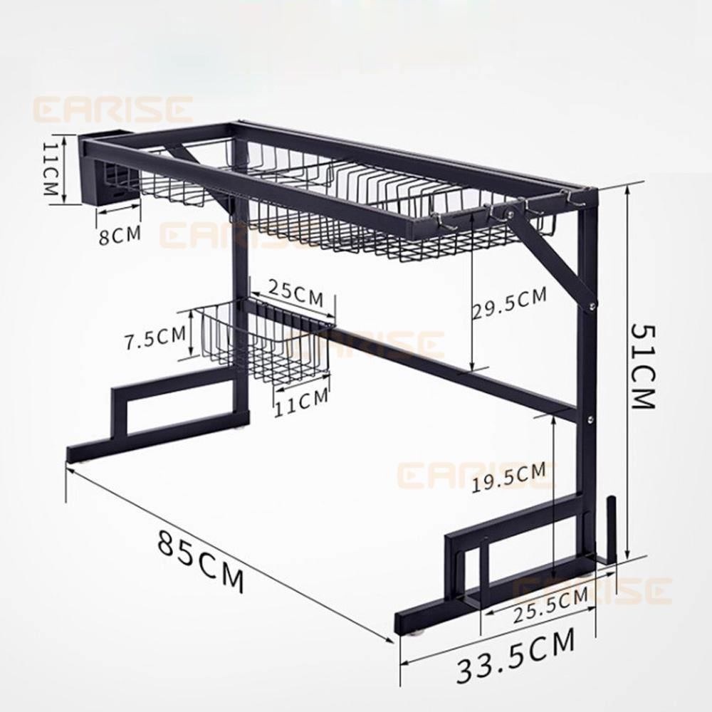 POTE - Rak Dapur Stainless Hitam - Rak Piring - Rak Wastafel Peralatan Dapur Kokoh Modern