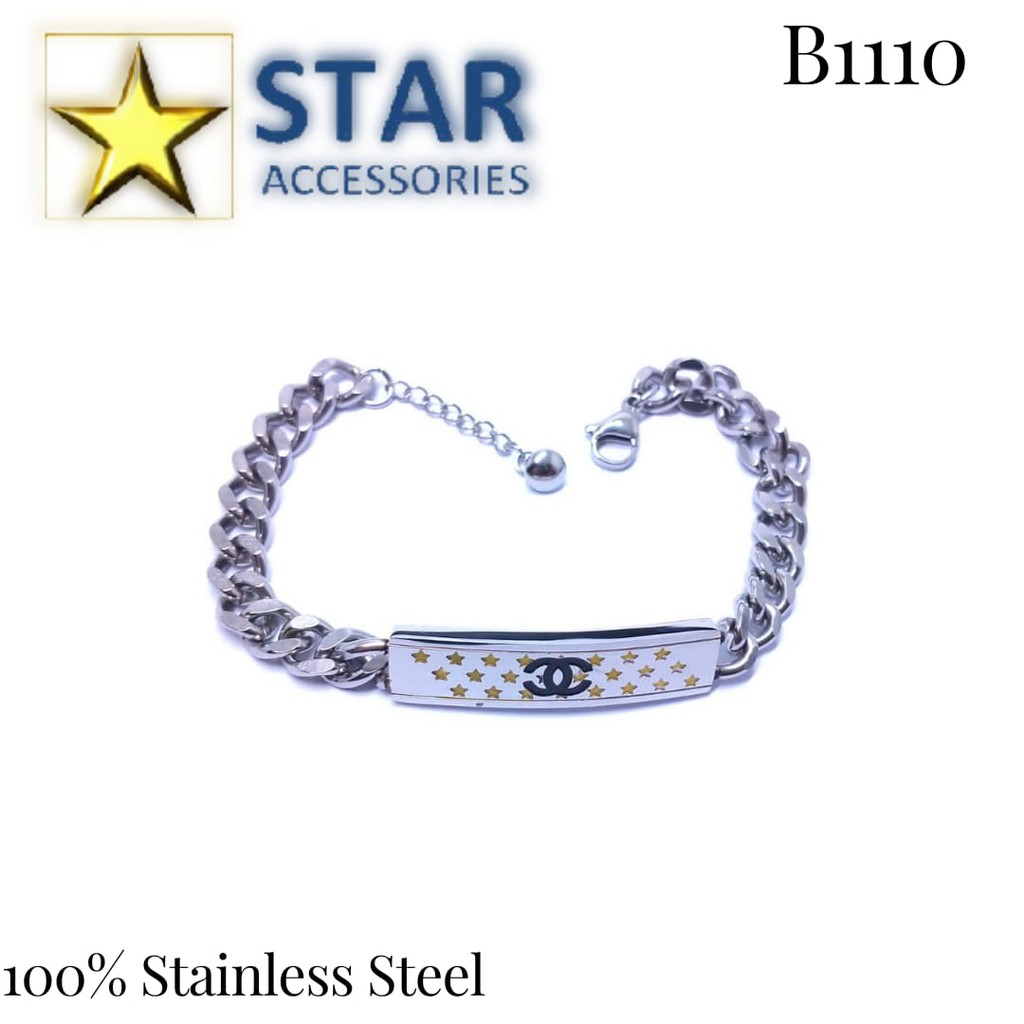 Gelang Titanium Channel Silver | Gelang Titanium Chanel Perak