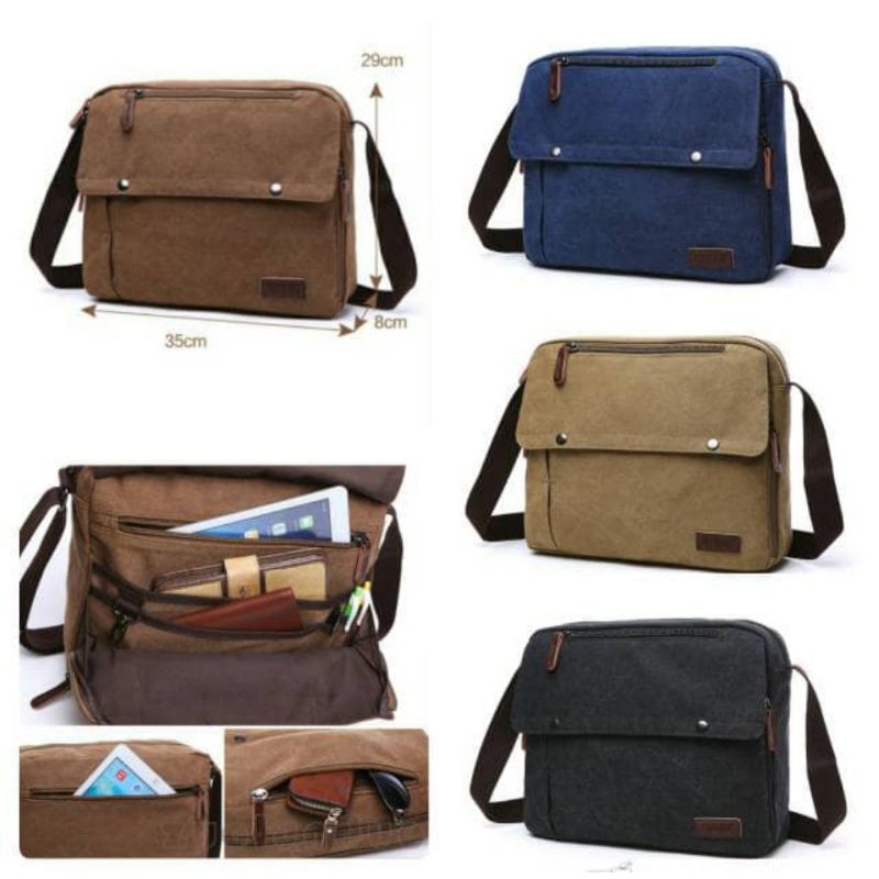 Tas Slempang Kanvas/Tas Laptop,Tas Pria,Tas Santai,Tas Pria Murah