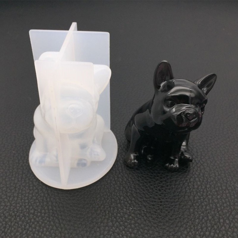 Glitter Crystal Epoxy Resin Mold 3D French Bulldog Silicone Mould DIY Crafts Ornaments Car Decorations Casting Tool