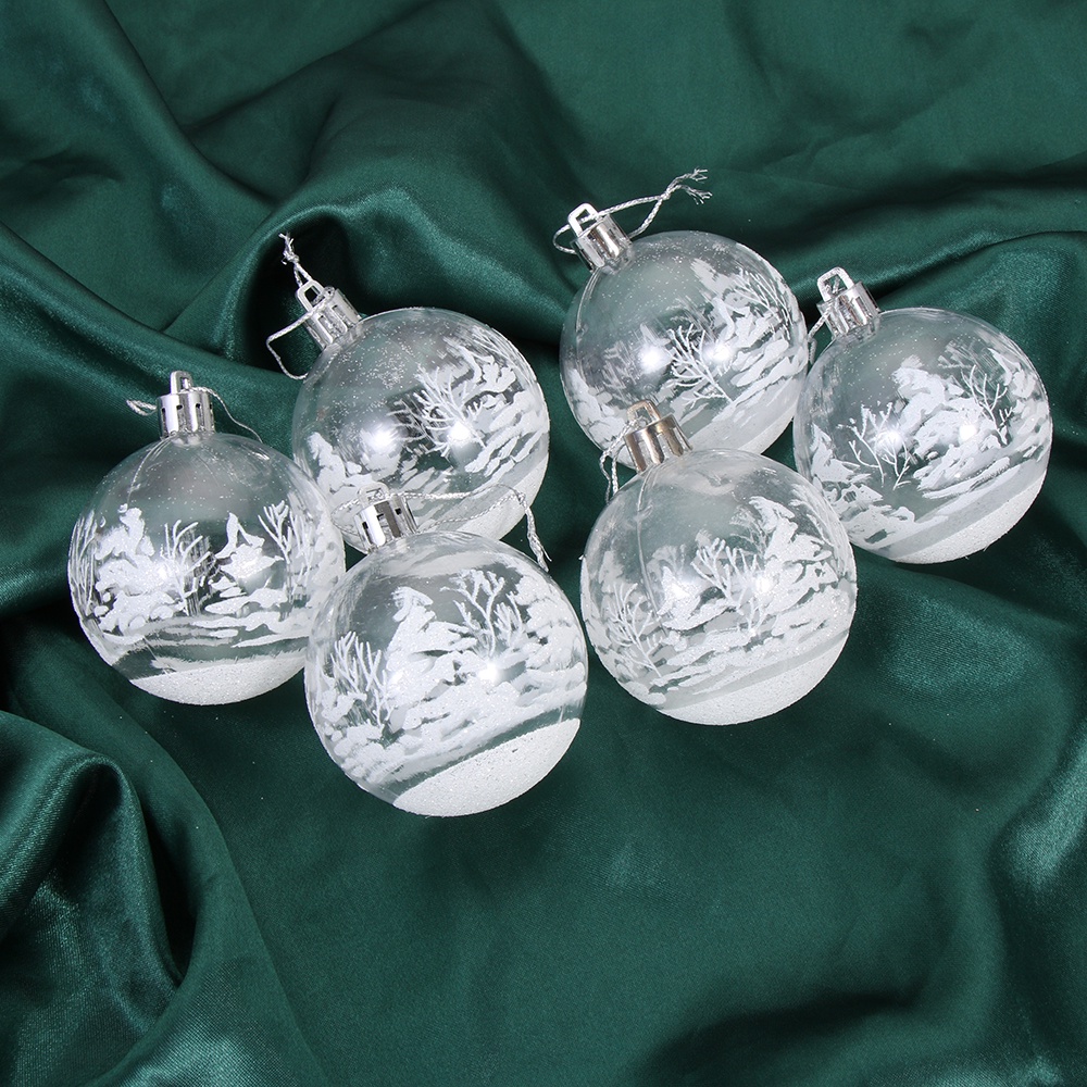 [Christmas Products] 6Pcs/Set Plastic Painted Clear Christmas Balls Ornaments