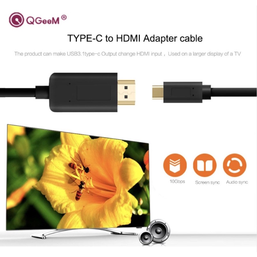 USB-C 3.1 Type-C to HDMI 4K Adapter Cable for Smartphone Tablet Laptop Kabel