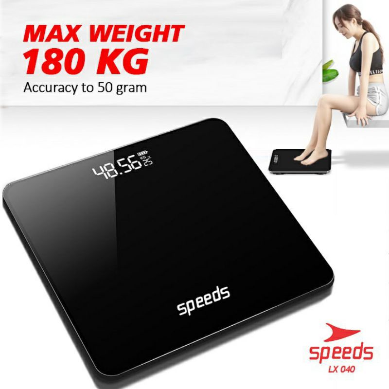 Timbangan Badan Mini Digital Hitam Polos 180 KG