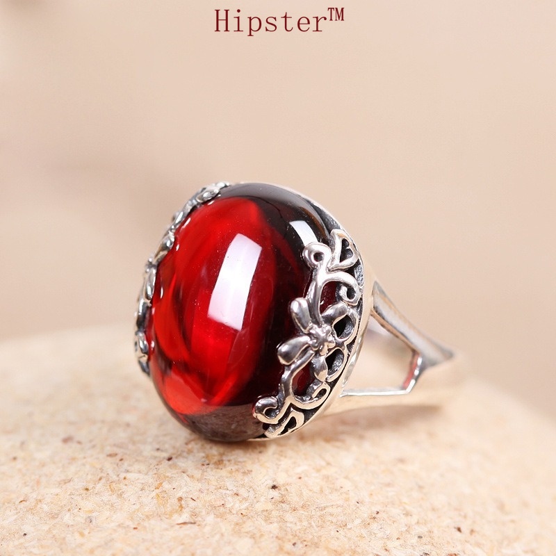 Hot Sale Exaggerated Personalized Luxury Inlaid Ruby Open Ring