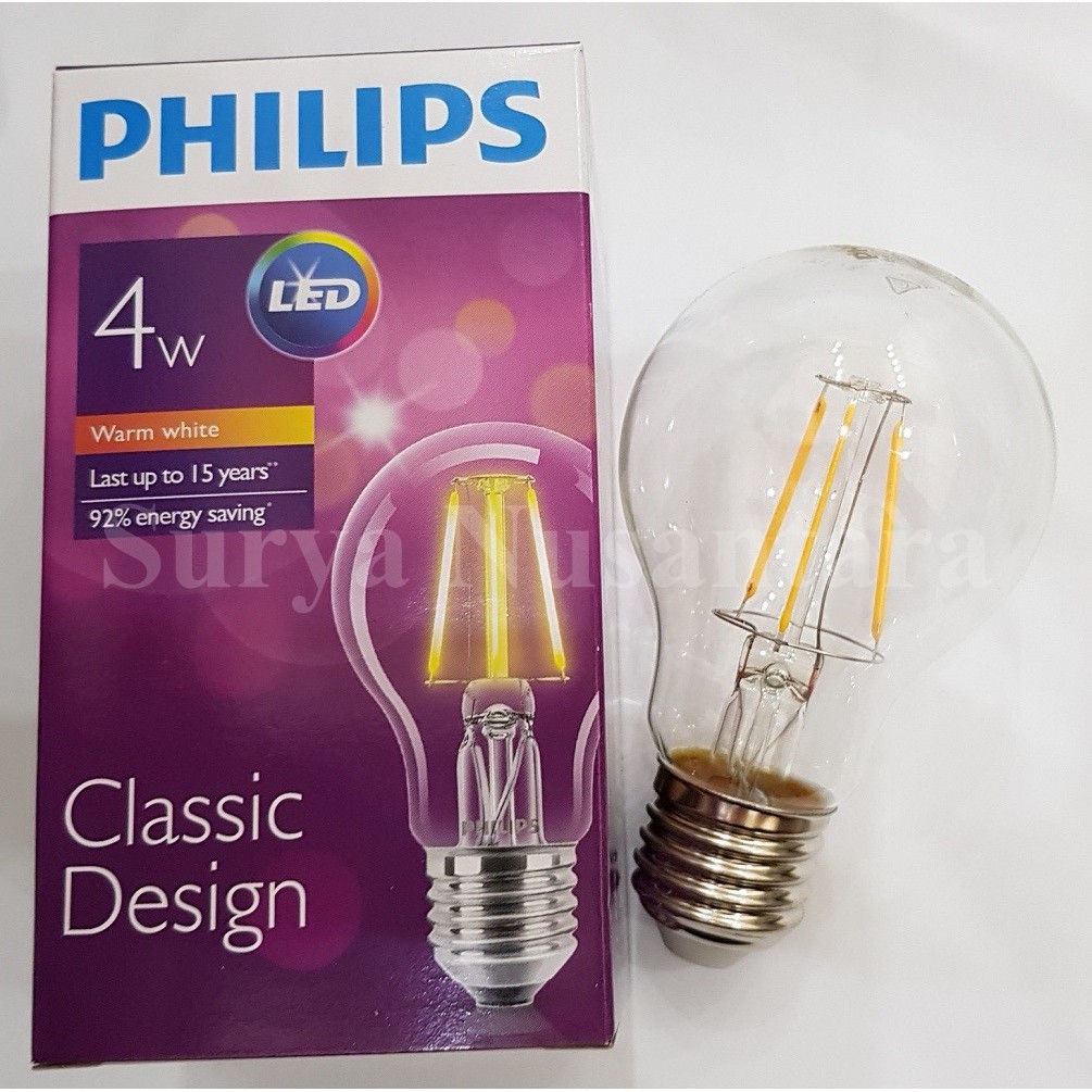  Lampu  Led Ledbulb Decorative Philips Classic Bulat  4w 