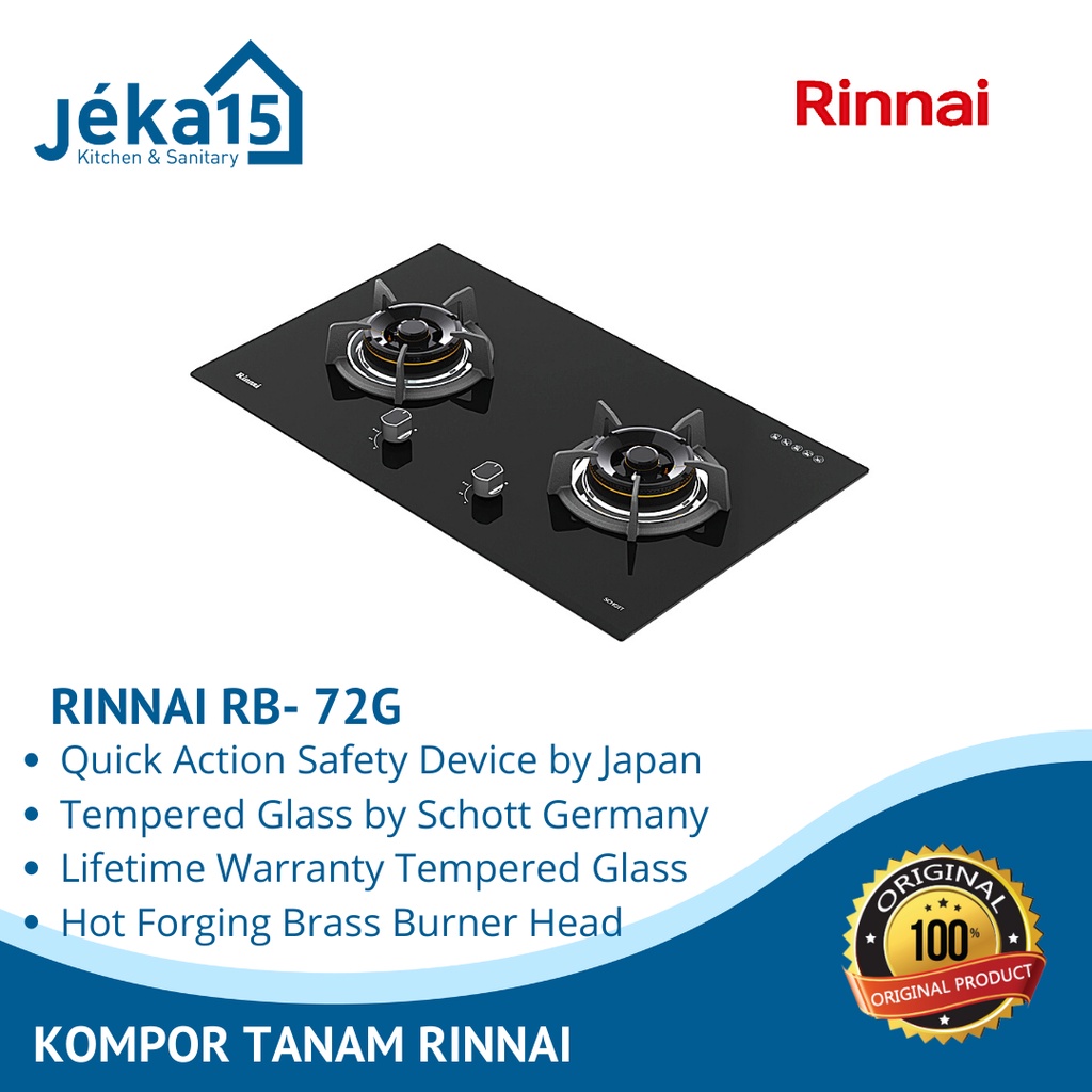 Rinnai RB- 72G Kompor Gas Tanam 2 Tungku