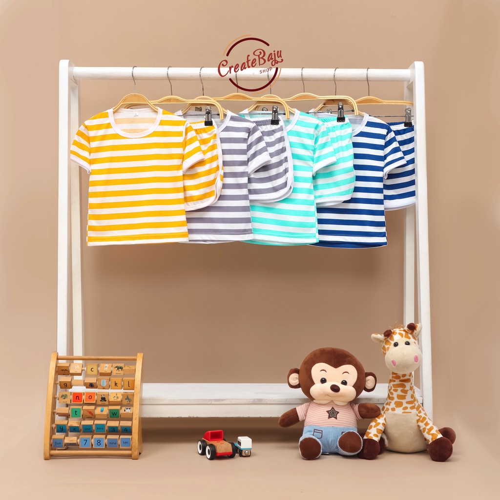 SETELAN ANAK MOTIF SALUR TOSCA SETELAN ANAK POLOS UNISEX LENGAN PENDEK