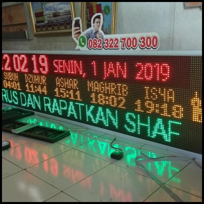 Jam Masjid Waktu Sholat Digital Running Text Jumbo Timer Iqomah