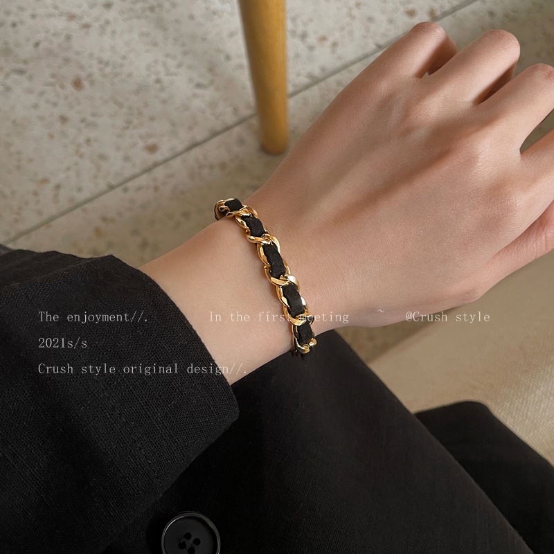 COD❤️Gelang Tangan Rantai Emas Wanita Desain Salib Retro Fashion Korea