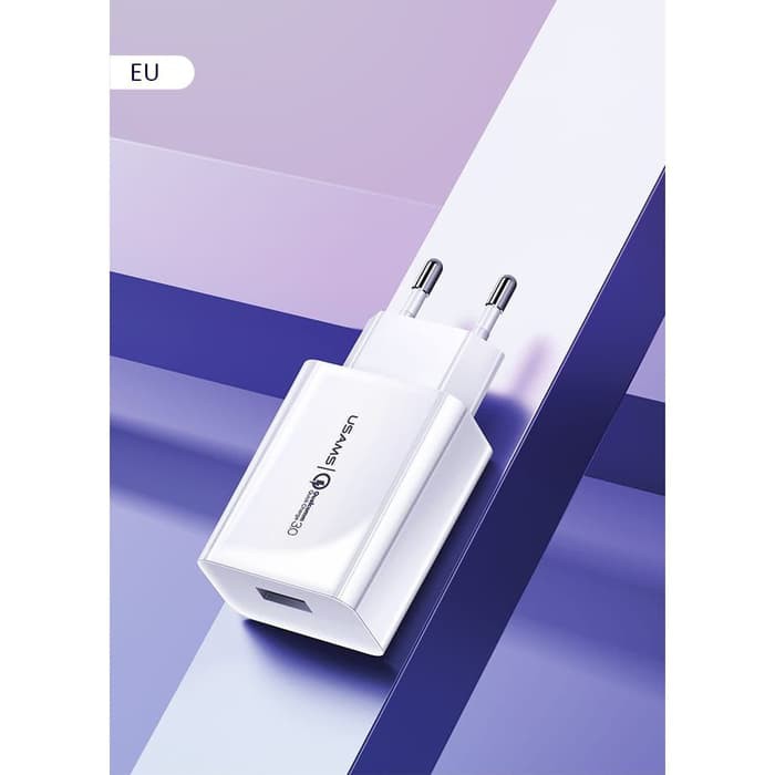 Travel Charger Fast Charging USAMS T22 Single USB QC 3.0 Travel Charger Fast Charging