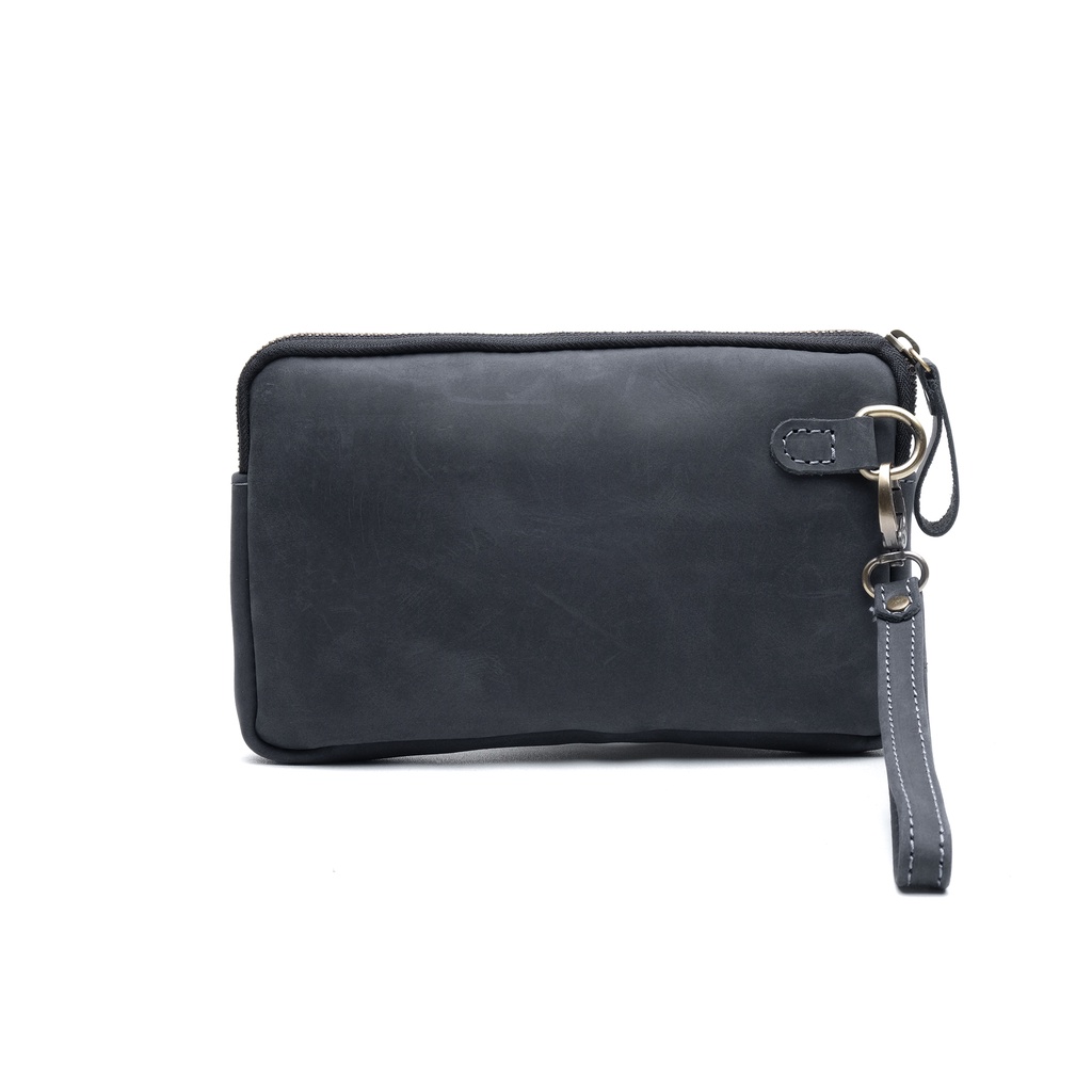 Handbag Tas Tangan Clutch Minimalist Pria Wanita Kulit Sapi Crazyhorse Asli