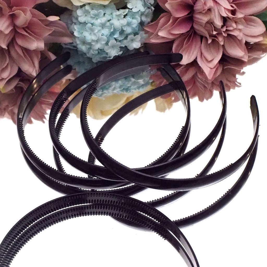 Bando Tebal Polos Hitam Basic Bando Korea Plastik Headband Glossy Black Aksesoris Rambut Wanita Pria Murah