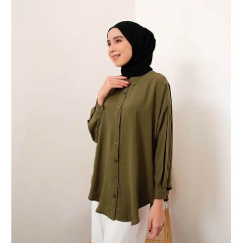 BEFAST - ZEC OOTD Wanita Kemeja NARISA / Konina Oversize Tartan / Kemeja Polos Wanita / Kemeja Casual Keluaran Terbaru / Kemeja Formal Lengan Panjang