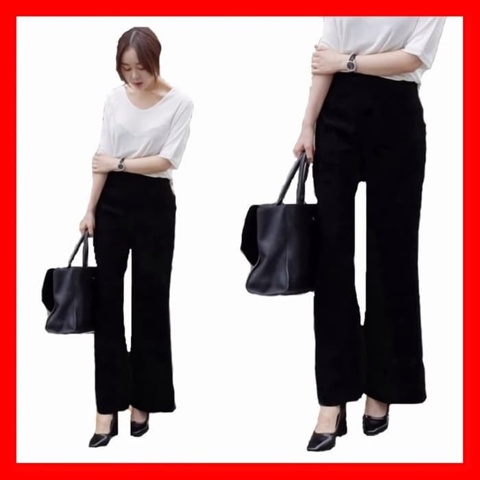 Celana Panjang Kain Wanita Kulot Kerja Bahan Wedges