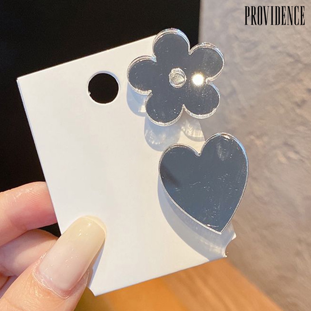 Providence Flower Shape Mirror Hair Clip Acrylic Heart Shape Sweet Girl Hairpin Hair Accessories