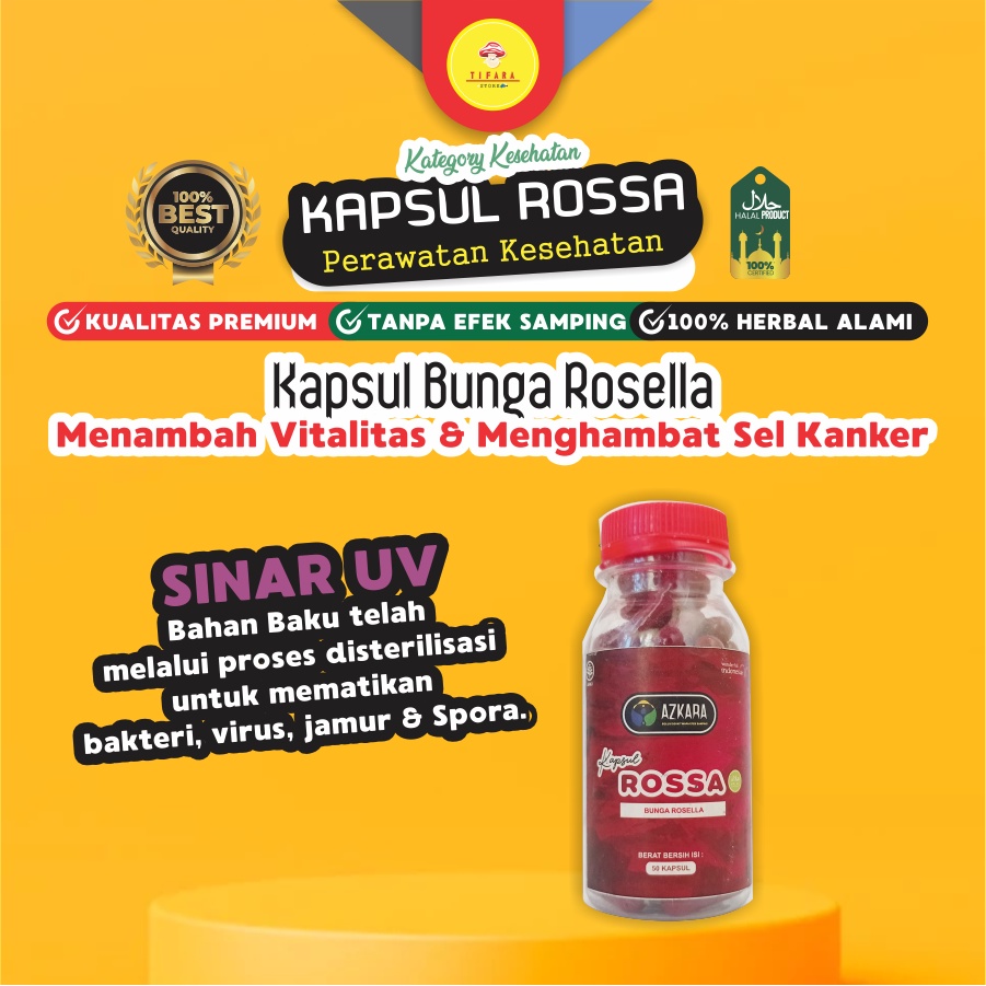 Jual Kapsul Rossa Bunga Rosella Isi 50 Kapsul Herbal Menghambat Sel