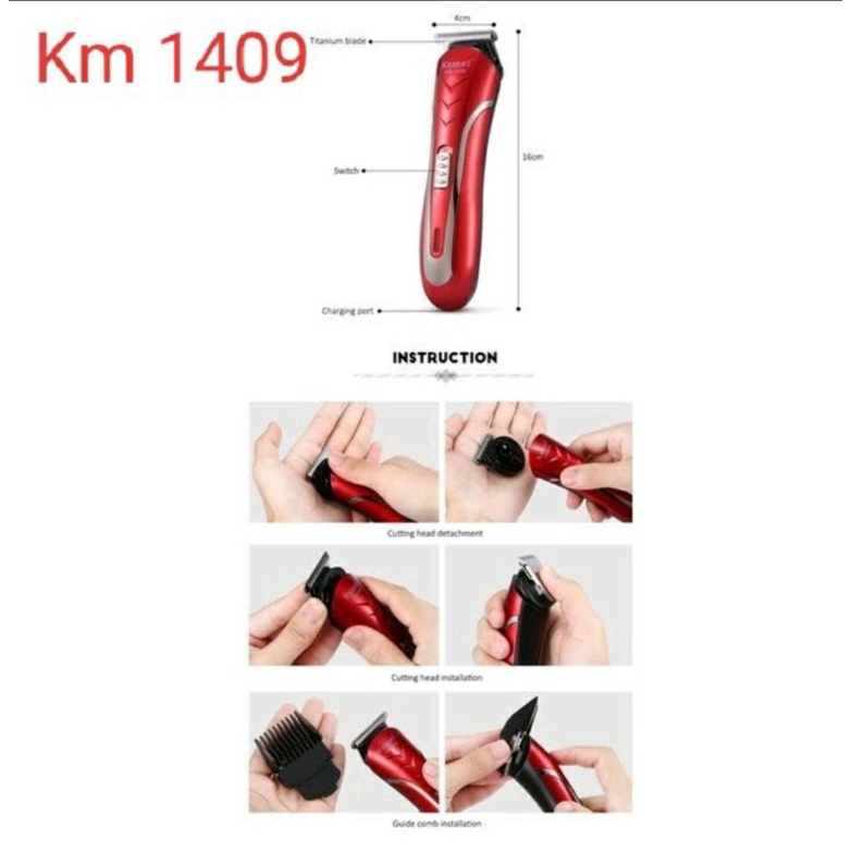 Mesin Cukur Rambut 3in1 Hair Cliper Alat Potong Rambut Jenggot Km1409