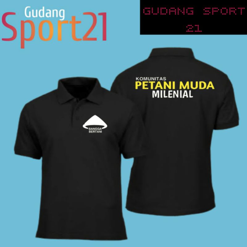 kaos polo kerah PETANI muda milenial bangga bertani kaos petani