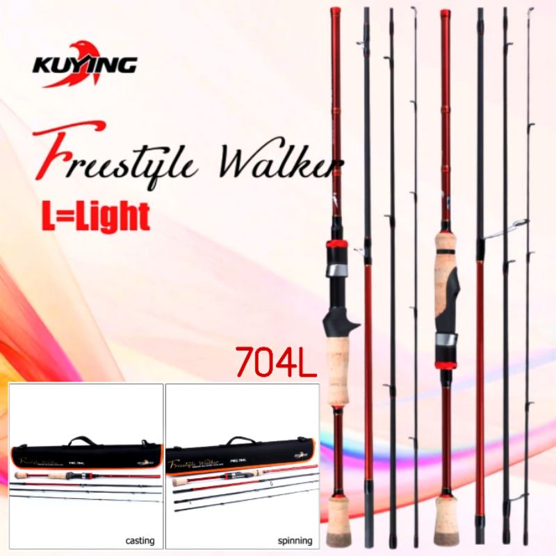 Rod Joran Casting Travel Kuying Freestyle Walker 704L 8Lb (Pack Pvc) (Ready Spinning)