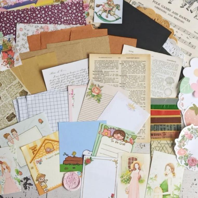 

[KODE BARANG 9B046] Journal kit journaling kit aehetic junk journal scrapbook bundle aesthetic 85-165 pcs ++ az