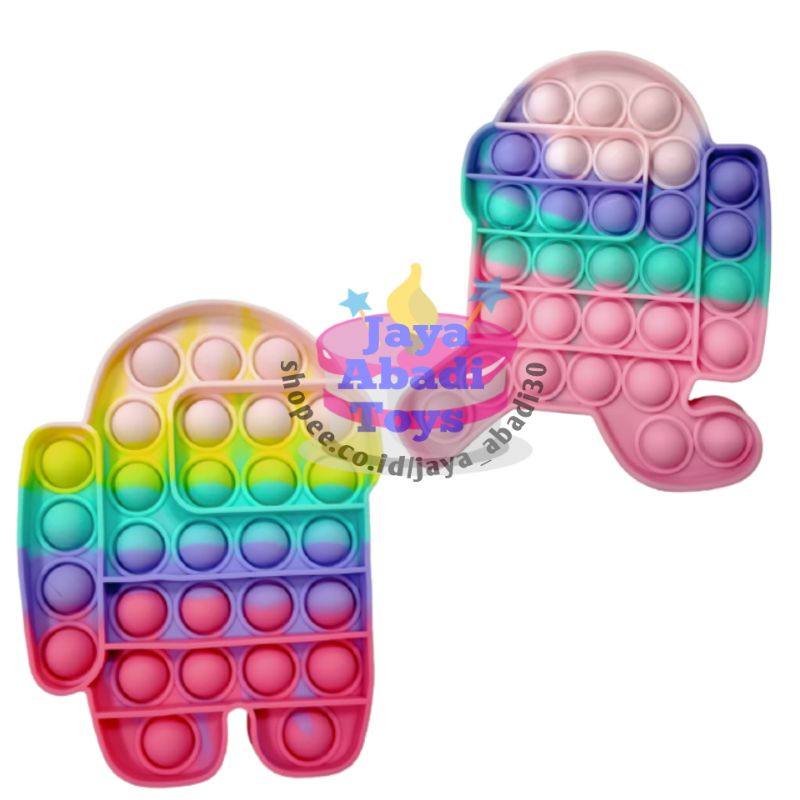 MAINAN ANAK VIRALL FIDGET PUSH /POP IT PELANGI RAINBOW MOTIF LUCU MURAH MERIAH-Random Among Us