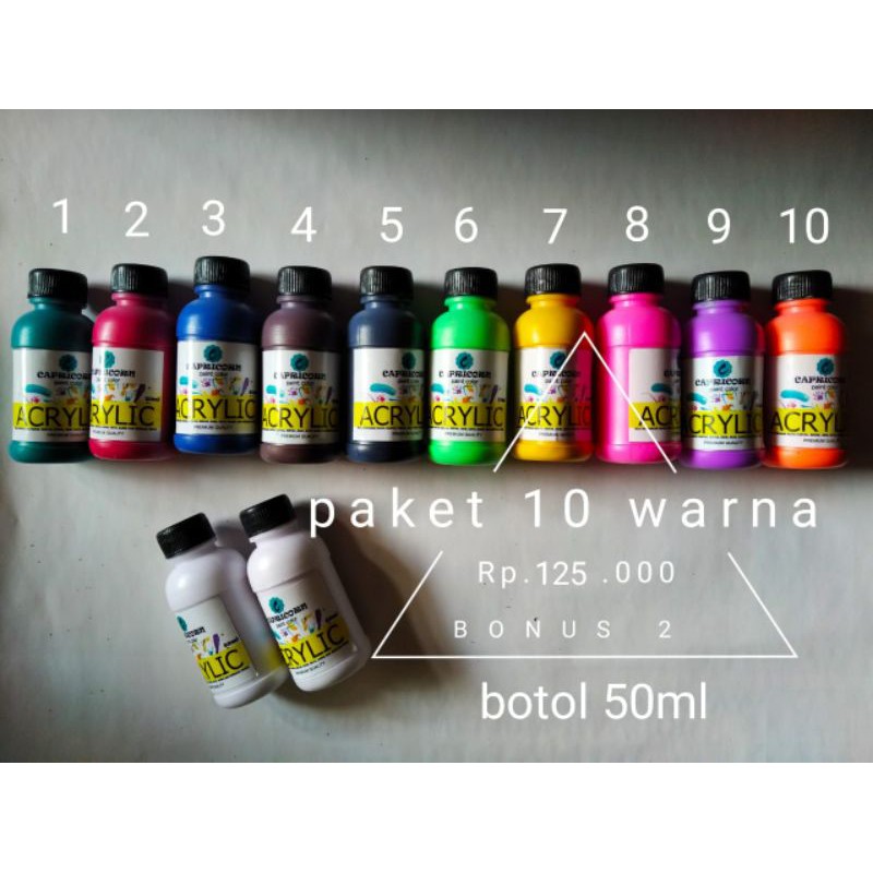 

Cat Acrylic/ Cat Lukis Paket/ Cat Lukis Akrilik/ Paket 12 Botol uk50ml
