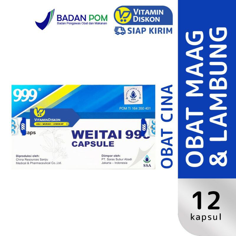 999 Weitai Capsule 12 Caps Ssa | Obat Pereda Maag Dan Penyembuhan Luka Lambung