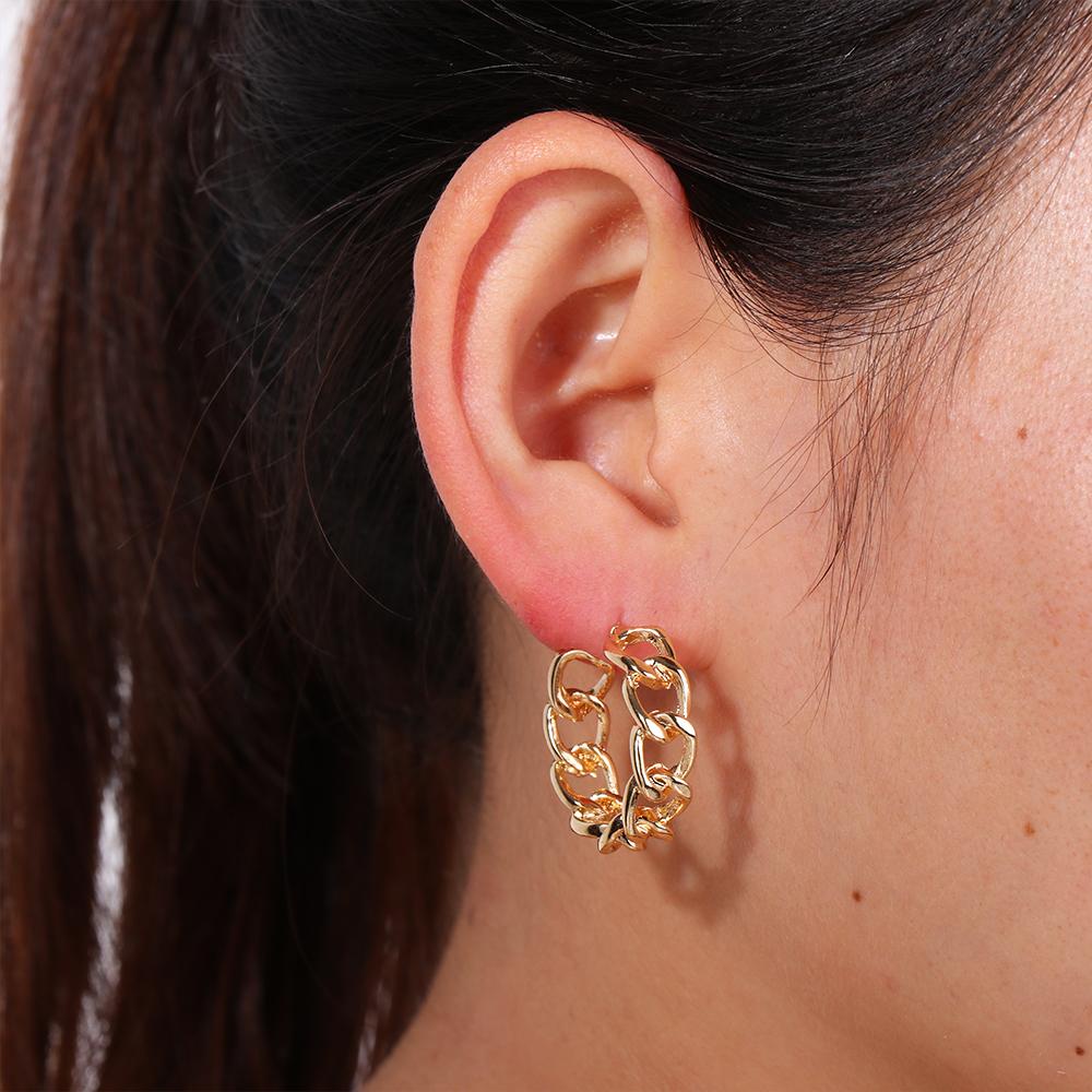 Lily Hoop Earrings Perhiasan Pernikahan Pesta Minimalis Rantai Berongga