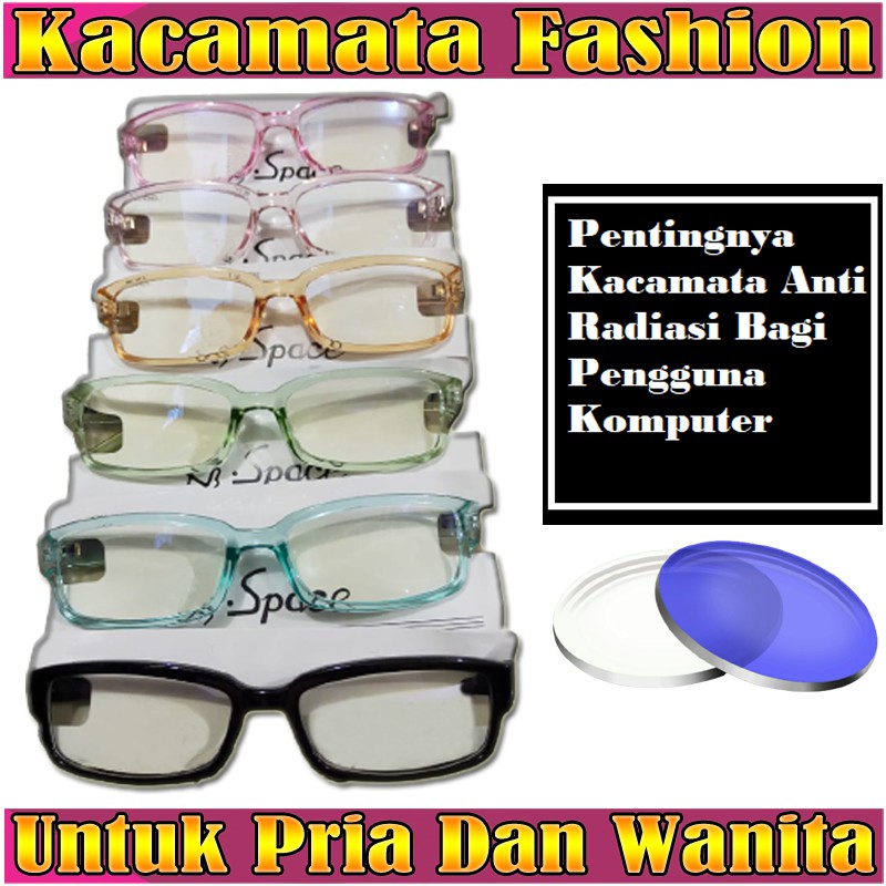 Kacamata Anti Radiasi Persegi Wanita Pria Korean Fashion Retro Cahaya Biru Kaca Mata Blueray