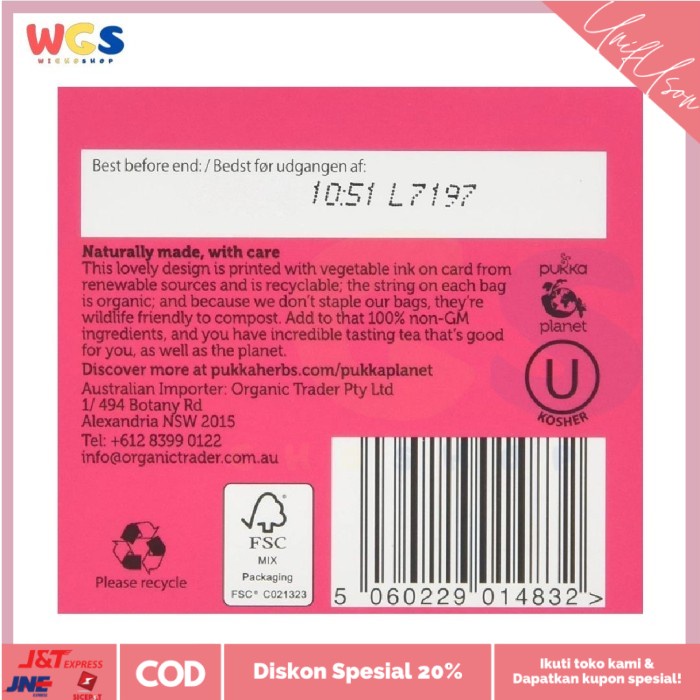 

⭐COD⭐ Pukka Mint Refresh Organic Herbal Tea Peppermint & Rose 20 Sachets 40g