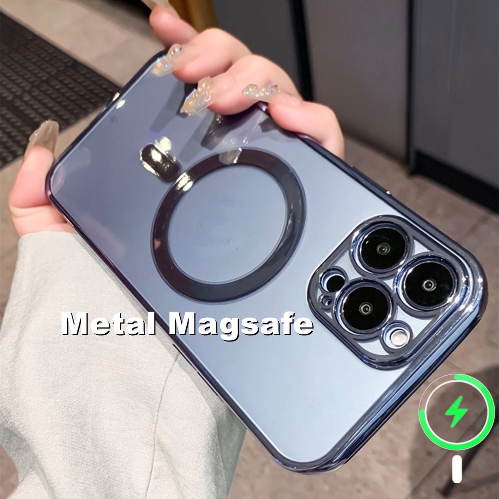 Magnetic ring Luxury Plating Clear Wireless Charging Case for iPhone 13 12 pro max11 Pro Max X XR XS max Soft Silicone Case