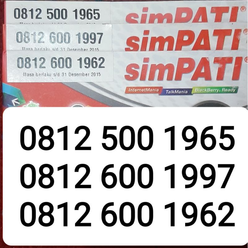 SIMPATI 11 DIGIT TAHUN LAHIR 0812 500 1965,0812 600 1997,0812 600 1962