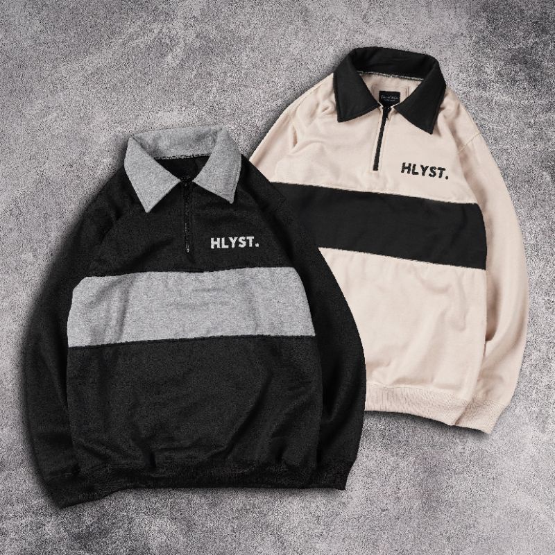 [N00906] Jaket Sweater Rugby Kombinasi Motif HLYST. PROMO BESAR MEXADA