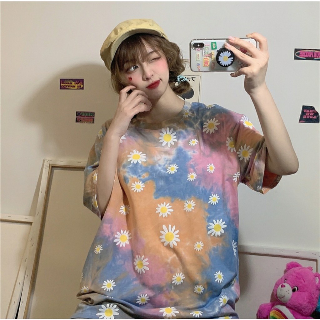 Oversize Crisantinum Tie Dye / Kaos T-shirt Longgar Daisy