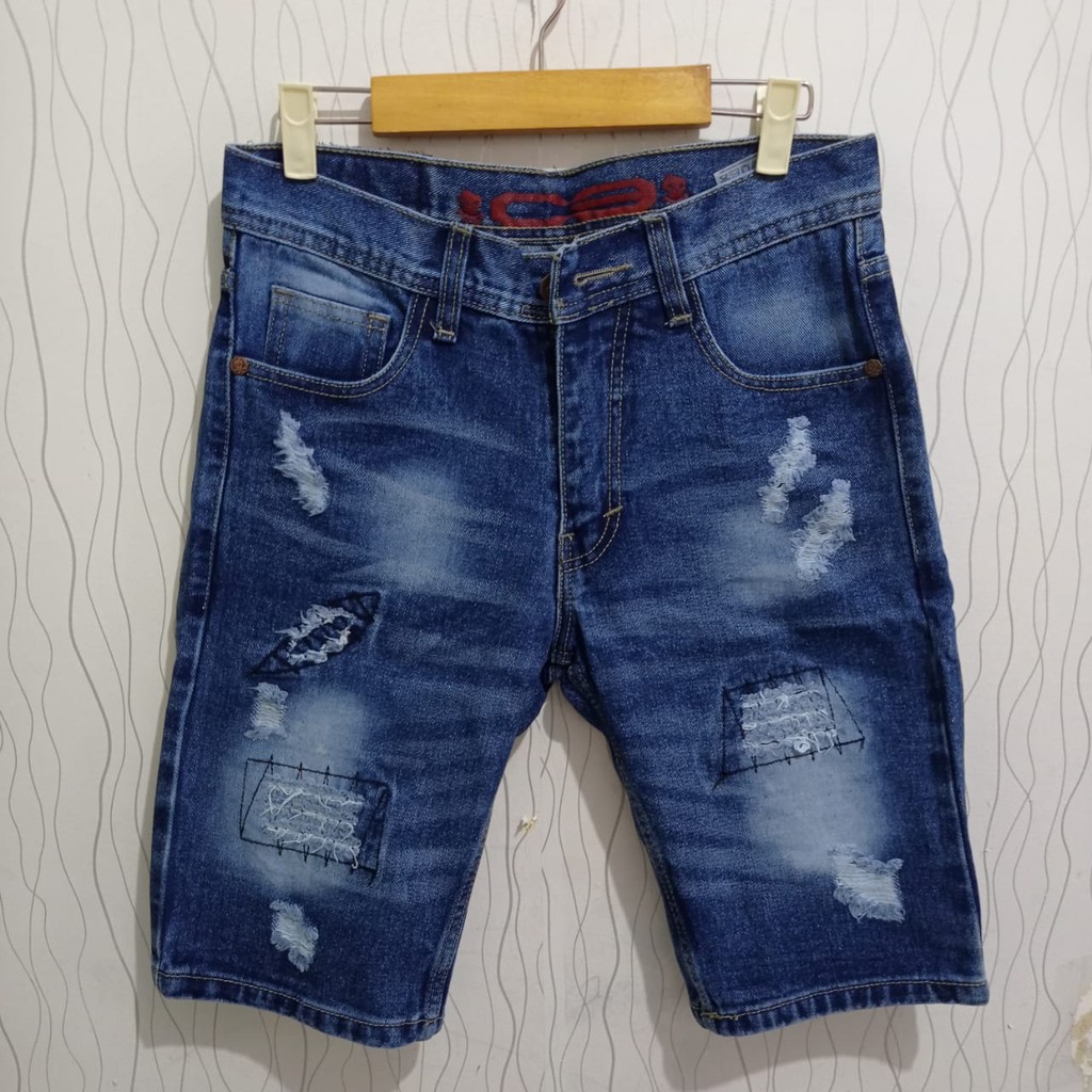 CELANA JEANS PENDEK SOBEK PRIA / CELANA PENDEK DISTRO PRIA